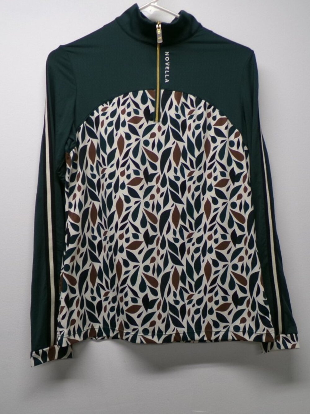 Novella Equestrian The Copperfield Green Printed 1/4 Zip Riding Shirt Women's S